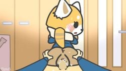 aggressive_retsuko aggretsuko animated animated_gif anus blush_lines blushing bouncing_ass bouncing_butt coat female first_person_view from_behind_position fucking genital_fluids looking_at_viewer looking_back pov pussy retsuko scarf toxis vaginal_penetration vaginal_sex