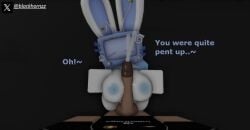 1boy 1girls 3d alley alleyway antenna_wire antennae antennae_(anatomy) areola areolae balls big_balls big_breasts big_cock big_penis blackhornzz boobjob breasts bunny_ears closed_eyes cum cum_on_face cumshot cute cute_face ejaculation ejaculation_between_breasts electronics facial female huge_breasts male object_head paizuri penis roblox roblox_avatar robloxian screen screen_face silvy_(silvythetvbunny) titjob tv_head twitter_username w_mouth