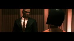 agent_47 assassin black_hair breasts collar corset female hitman hitman_blood_money io-interactive male mysterious_female_assassin_(hitman_blood_money) short_hair white_skin