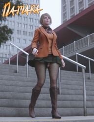 1futa 3d ashley_graham boots erection exhibitionism futanari heels intersex leather namara nylons pantyhose public resident_evil solo_futa tights upskirt voyeur
