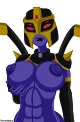 alien alien_girl big_breasts big_nipples black_lipstick blackarachnia fangs female grabbing_own_breast looking_at_viewer mechanical purple_nipples purple_skin robot robot_girl tagme transformers transformers_animated tumiohax