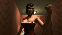 assassin black_hair breasts collar corset female hitman hitman_blood_money io-interactive mysterious_female_assassin_(hitman_blood_money) short_hair white_skin