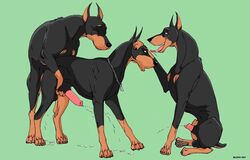 3boys canine desoto_(disney) disney doberman dog domestic_dog gay klaus_doberman male male_only mammal oliver_and_company penis roscoe_(disney) tagme yaoi