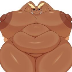 bbw big_breasts breasts cleavage female furry hidenafox huge_breasts hyper_breasts lopunny nipples overweight pokemon pokemon_(species) thick_thighs wide_hips