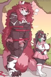 2019 2:3 ailurid anthro balls bear big_breasts big_tail biped black_body black_hair black_nose blizzard_entertainment bodily_fluids bondage bondage bottomwear bound breasts claws clothed clothing countershade_face countershade_torso countershading crossdressing digitigrade dominant dominant_female dripping duo erection erection_under_clothing eyebrows facial_piercing female femboy fluffy fluffy_tail footwear fuf genital_fluids genitals grin hair heart_symbol hi_res humanoid_genitalia humanoid_penis jade_brewpaw larger_male licking licking_lips licking_own_lips long_hair looking_at_another looking_at_partner looking_back looking_back_at_another looking_back_at_partner male male/female mammal mostly_nude multicolored_body muscular muscular_male nose_piercing outside pandaren penis piercing plant precum precum_drip public public_exposure red_hair red_panda ribbon_bondage ribbons shrub size_difference skirt small_dom_big_sub smaller_female smile socks submissive submissive_female tail toe_claws tongue tongue_out torn_clothing tree two_tone_body walking warcraft white_body white_clothing white_countershading white_footwear white_socks