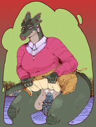 chubby dinosaur dinosaurs_(series) domination facesitting female fran_sinclair jewelry lips mother oral parent pussy repressed scalie smothering thighs voluptuous worship