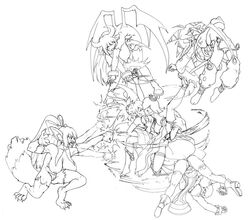 beastmaster_(disgaea) black_and_white breasts clothing crossover disgaea disgaea_2 empty_(artist) female fight human kissing large_breasts magic_knight_(disgaea) mario_(series) nekomata nekomata_(disgaea) nintendo nippon_ichi_software princess_rosalina rozalin succubus succubus_(disgaea) wings