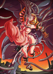 areolae blonde_hair breasts cum cum_inside ejaculation erect_nipples fellatio female final_fantasy final_fantasy_x gigantic_penis gloves hair huge_cock human large_insertion male monster nipples oral oral_insertion penis rape rikku sandals sex sparrow_(artist) straight stretching tentacle tentacle_rape vaginal_insertion vaginal_penetration what