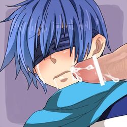 1boy blindfold blue_hair censored crying kaito penis rape tagme vocaloid yaoi