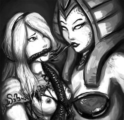 arcanists_series bondage bra breasts cassiopeia_du_couteau erect_nipples exposed_breasts femdom femsub gag gagged improvised_gag league_of_legends luxanna_crownguard ninjaviking nipples spellthief_lux tagme tentacle_gag torn_clothes torn_shirt