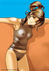 1girls artist_request breasts brown_hair clothing erect_nipples erect_nipples_under_clothes female human large_breasts light-skinned_female light_skin lisa_hayes long_hair looking_at_viewer macross misa_hayase panties ponytail pubic_hair robotech see-through see-through_clothing shirt small_breasts solo super_dimension_fortress_macross underwear