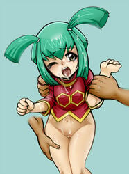 1girls bottomless covered_in_cum female luka_(yu-gi-oh!) luna_(yu-gi-oh!) shonen_jump shounen_jump shueisha tagme teal_hair weekly_shonen_jump weekly_shounen_jump yu-gi-oh! yu-gi-oh!_5d's yuu-gi-ou yuu-gi-ou_5d's