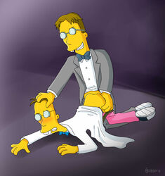 2boys age_difference anal anal_penetration anal_sex blush bowtie brown_hair buckteeth clothes color doggy_style father_and_son forced_anal glasses holding_head human incest labcoat male male_only multiple_males no_visible_genitalia on_model pants_down professor_frink professor_frink_sr questionable_anatomy sex simple_background tagme the_simpsons yaoi