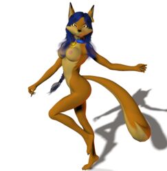 3d ass blue_hair breasts carmelita_fox color exposed_breasts female female_only fox fur furry furry_ass furry_breasts nude sly_cooper_(series) smooth_fur solo transparent_background unrealfox