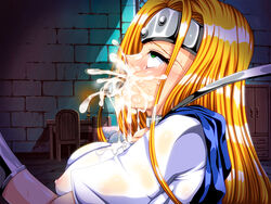 ahe_gao balls big_breasts blonde_hair blush breast breasts clothing cum cum_explosion cum_in_mouth cum_inside cum_on_clothes deepthroat dragon_quest dragon_quest_vi ejaculation erect_nipples erect_nipples_under_clothes fellatio female fucked_silly hair human irrumatio large_breasts male mireyu oral oral_sex penis sakura_prin see-through see-through_clothing straight testicles