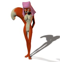 3d anthro breasts canine disney female female_only fox front_view fur furry maid_marian nipples nude robin_hood_(disney) solo standing tagme transparent_background unrealfox