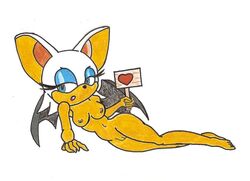 anthro bat breasts color female female_only fur furry nipples nude rouge_the_bat solo sonic_(series) tagme thamaire vulva wings