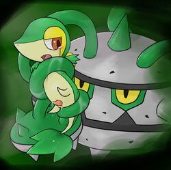 bound colored feral ferrothorn interspecies male nude pokemon pokemon_(species) pokemon_bw precum size_difference snivy tagme tentacle