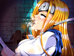 ahe_gao balls big_breasts blonde_hair blush breast breasts clothing cum cum_in_mouth cum_inside deepthroat dragon_quest dragon_quest_vi erect_nipples erect_nipples_under_clothes fellatio female fucked_silly hair human irrumatio large_breasts male mireyu oral oral_sex penis sakura_prin see-through see-through_clothing straight testicles