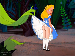 alice_(disney) alice_in_wonderland alice_in_wonderland_(1951_film) alice_liddell ass clothes disney female female_only helix human solo standing tagme