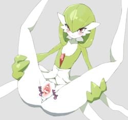 1girls 3_fingers anus ass blush bottomless censor_bar censored clitoris cute dress eyelashes female female_only flat_chest gardevoir green_hair green_skin grey_background heart legs_up looking_at_viewer no_breasts no_humans no_nipples nude pokémon_(species) pokemon pokemon_(species) pussy pussy_juice red_eyes short_hair sitting spread_legs text wet white_skin wigglytuff_(pokeacc)