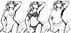 2013 anthro boneitis breasts feline female fur furry leopard lingerie nude pinup pussy sketch solo