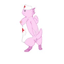 anus breasts chansey color female female_only nipples pokemon side_view solo standing tagme vulva