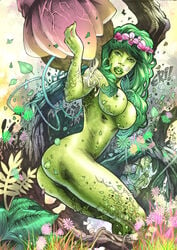 1girls 2d batman_(series) breasts dc dinei erivelto_cana_bueno female female_only green-skinned_female green_skin nude pamela_isley poison_ivy solo