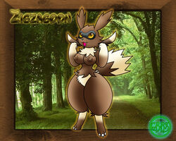 anthro breasts color female female_only fur furry gb_of_bs nipples nude pokemon solo species_name standing tagme zigzagoon