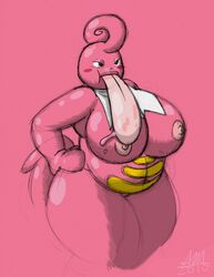 anthro breasts color cricket-inc female female_only lickilicky nipples nude pokemon saliva solo standing tagme tongue