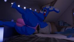 1boy animatronic anthro ass backsack balls ballsack big_ass big_balls big_butt femboy femboy_toy_bonnie five_nights_at_freddy's five_nights_at_freddy's_2 genitals green_eyes just_shy_pug looking_back machine male mammal rabbit robot scottgames solo toy_bonnie_(fnaf) vrchat vrchat_avatar