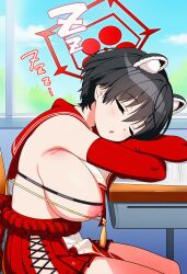 1girls 2d ai_assisted ai_generated anime anime_style areolae asleep bare_breasts bear_ears blue_archive breasts breasts_exposed breasts_focus breasts_out classroom closed_eyes execro female halo hi_res highres indoors male_pov nipples novelai pink_nipples pov sitting sitting_on_chair sleeping solo solo_female solo_focus tsubaki_(blue_archive) uncensored upper_body