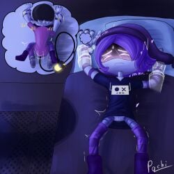 1boy 1girls accurate_art_style anal_sex bed dream male/female murder_drones n_(murder_drones) pachinsfw sex sleeping uzi_(murder_drones)