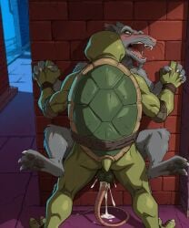 against_wall age_difference ai_generated anal anal_sex blushing cum dripping_cum incest master_splinter orgasm rat splinter stable_diffusion standing sweating teenage_mutant_ninja_turtles tmnt tmnt_2003 trueliamay turtle