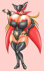 1girls 2009 blonde_hair breasts cameltoe cape cleavage clothing doronjo female goldenmurakkuma huge_breasts human light-skinned_female light_skin long_hair mask nipples pubic_hair smile time_bokan_(series) villainess wide_hips yatterman