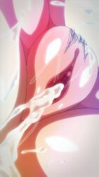 1girls anus daraku_reijou_the_animation dripping_cum pubic_hair screencap semen thighs uncensored vagina wet_pussy