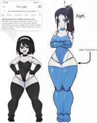 ai_bubble android android_girl beepo_(chunkymoon) bob_cut chadwyn_(artist) chunkymoon chunkymoon_(artist) cute evil_container funny google google_doodle meme meme_reference oc ponytail robot robot_girl sidekick_(oc) smug thighhighs
