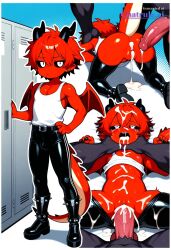 1boy ai_assisted ai_generated anthro arched_back aroused black_lipstick black_sclera black_yoga_pants blushing bukkake camel_toe cameltoe choking claws cock_in_hand cock_in_mouth cock_in_pussy covered_in_cum creampie crying cum_all_over cum_everywhere cum_in_ass cum_in_hair cum_in_mouth cum_in_pussy cum_on_ass cum_on_back cum_on_chest cum_on_face cum_on_legs cum_on_thighs cum_on_tits cute cute_girl dragon dragon_boy dragon_horns furry furry_male horn horns jewelry male male_focus muscular piercing red_body tail white_eyes wings