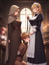 1boy 3girl ai_generated femdom licking prince