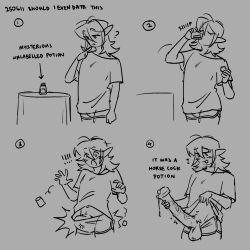 2025 ascotbird blush blush_lines doodle drinking embarrassed english_text genital_expansion genital_growth genital_transformation hard_on highres holding_penis horsecock horsecock_on_humanoid line_art looking_pleasured male male_focus male_only monochrome off-shoulder_shirt original_character partially_clothed penis penis_grab penis_growth pointy_ears potion precum self_upload sequence sharp_claws smile smiling transformation transformation_sequence uncensored uncircumcised vampire yaoi