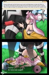 1boy 1girls 2koma absurd_res ahegao_face ambiguous_penetration animal_genitalia animal_penis balls balls_fondling beast_rimming before_and_after cum cum_on_body equine equine_genitalia equine_penis fainted female game_freak head_down_ass_up iono_(pokemon) light-skinned_female light_skin male nayaase_beleguii outdoor_sex outdoors penis pink_hair pokemon pokemon_(species) pokemon_sv pokephilia rimming tongue tongue_out zebstrika zoophilia