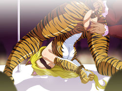 anal animal_ears blindfold blonde_hair blush bondage bound_wrists breasts buttplug buttplug_tail cat_ears catgirl censored cleavage clothing fingering fur glycine_bleumer large_breasts long_hair pussy pussy_juice raburebo sakura_taisen sakura_taisen_iii sakura_wars spread_legs tail top-down_bottom-up vaginal_penetration