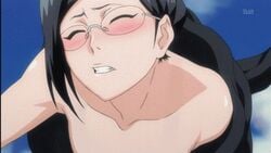 animated bleach blush female glasses ise_nanao lowres nipple nipples nude_filter photoshop tentacle