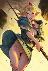 1girls accidental_exposure ai_generated bent_knee blonde_female blonde_hair blonde_hair_female blue_dress clenched_hand clenched_teeth collar collarbone dungeon_meshi elf elf_ears elf_female elf_girl exposed_breasts exposed_nipples exposed_pussy feet female female_focus female_only fingers girl girl_focus green_eyes hair_strand innie_pussy jumping knee_up long_ears long_hair looking_forward mage magic magical_girl marcille_donato medium_breasts midair moss nai_diffusion nipple_slip nipples novelai partially_clothed partially_exposed_breasts partially_exposed_nipples partially_exposed_vulva pussy pussy_lips red_collar sharp_nose shy-ai-waifu skirt_lift staff stone suddenly_naked wind wizard yellow_light