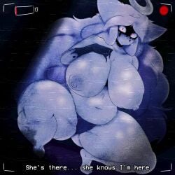 1girls analog_horror anon areola areolae big_breasts breast camera camera_pov chubby chubby_female claws dedny_(huesosdry) demon demon_girl english hair hairy_pussy hi_res high_resolution huesosdry human humanoid hunter hunting looking_at_viewer nude nude_female red_eyes tagme text