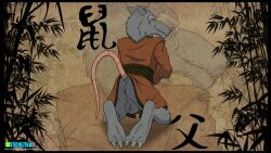16:9 anthro anus ass balls bottomless clothed clothing digital_media_(artwork) fur genitals grey_body grey_fur hi_res humanoid_genitalia humanoid_penis kneeling looking_at_viewer looking_back looking_back_at_viewer male mammal master_splinter murid murine penis presenting raised_tail rat rear_view robe robe_only rodent smile solo tail teenage_mutant_ninja_turtles teenage_mutant_ninja_turtles_(2003) ukent widescreen