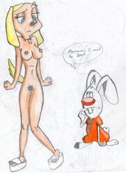 anthro brandy_and_mr._whiskers brandy_harrington canine clothing daker777 disney disney_channel dog female fur interspecies male mammal mr._whiskers nipples nude rabbit rough_sketch size_difference standing tagme text toon_disney