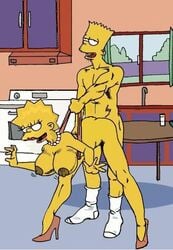 1boy 1girls bart_simpson breasts color female high_heels human human_only implied_penetration incest lisa_simpson male mostly_nude nude straight the_fear the_simpsons toony yellow_skin