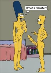 bart_simpson breasts color female huge_cock human incest indoors male marge_simpson nipples nude penis pussy side_view standing tagme testicles the_fear the_simpsons