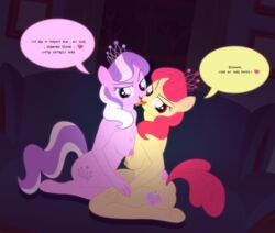 2girls apple_bloom_(mlp) breasts cutie_mark diamond_tiara diamond_tiara_(mlp) equine female female_only multiple_females my_little_pony pony ponytail smile tied_hair tongue yuri